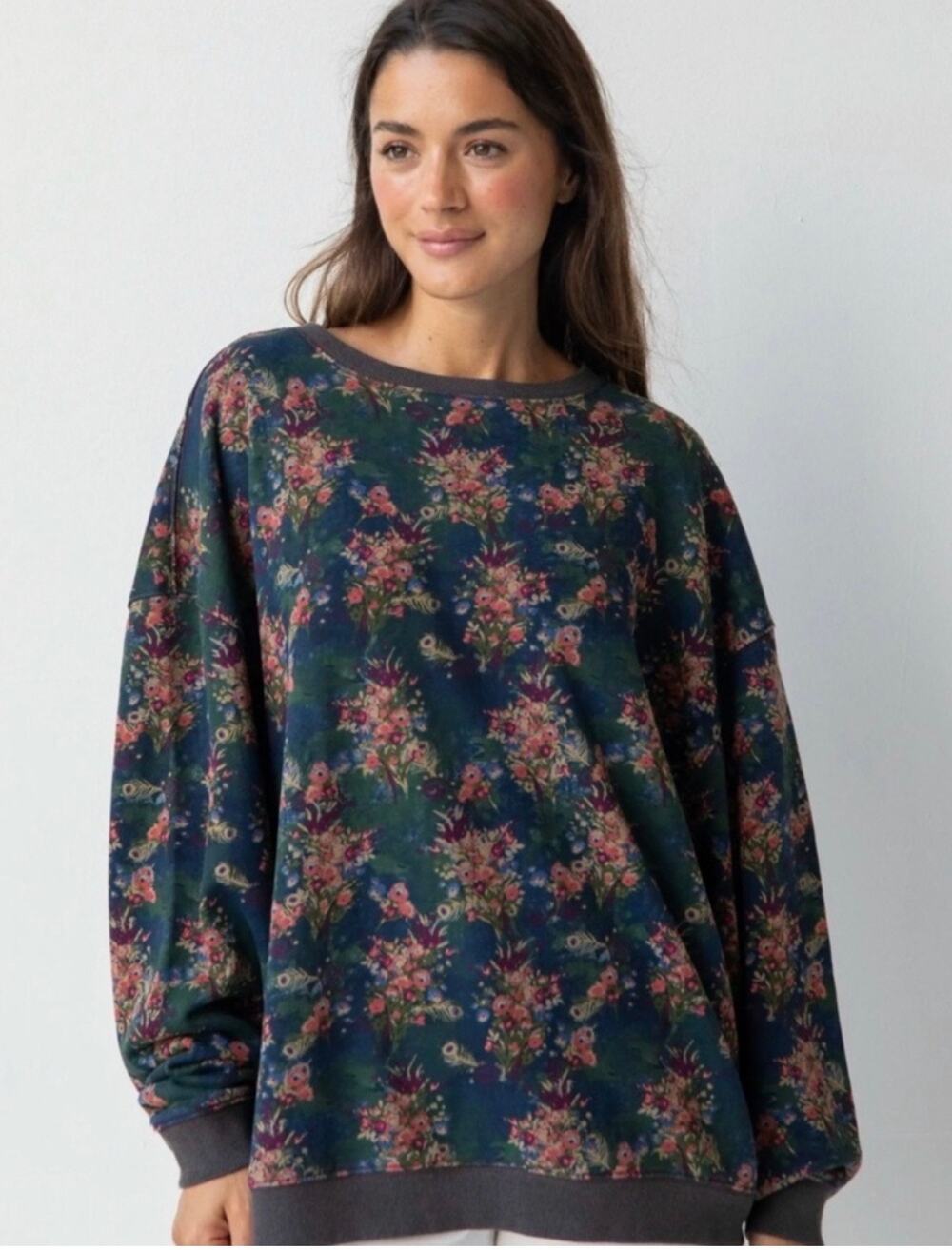 NATURAL LIFE English Garden Reversible Floral Oversized Sweatshirt